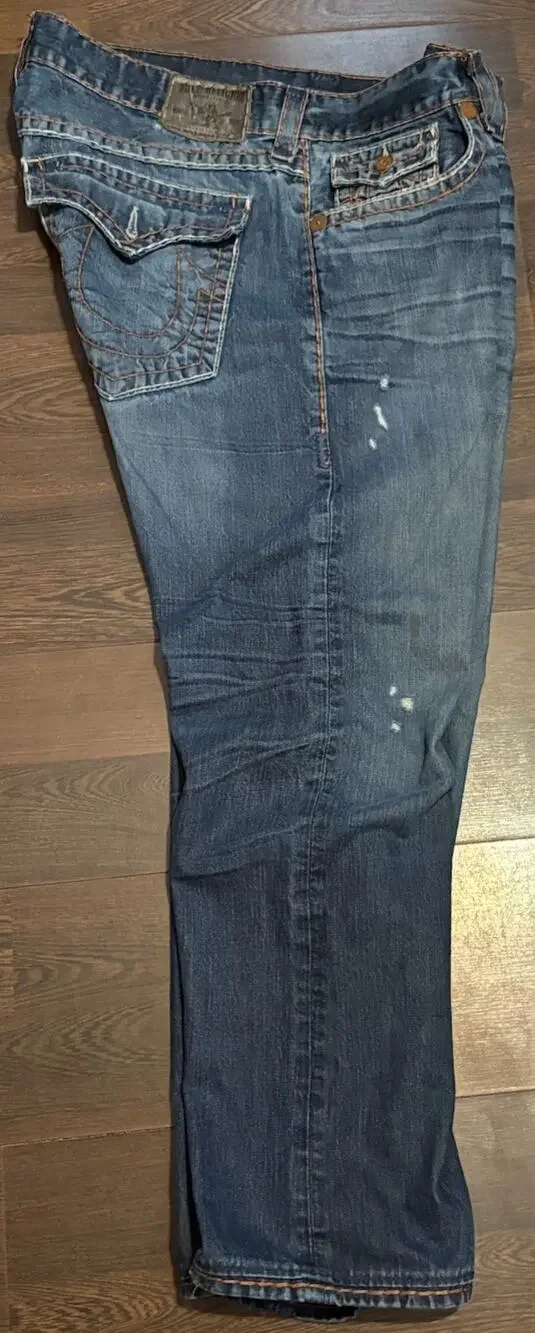TRUE RELIGION Mens - Ricky Blue Brown Super T Jeans in TXD DK Hideout 40x31